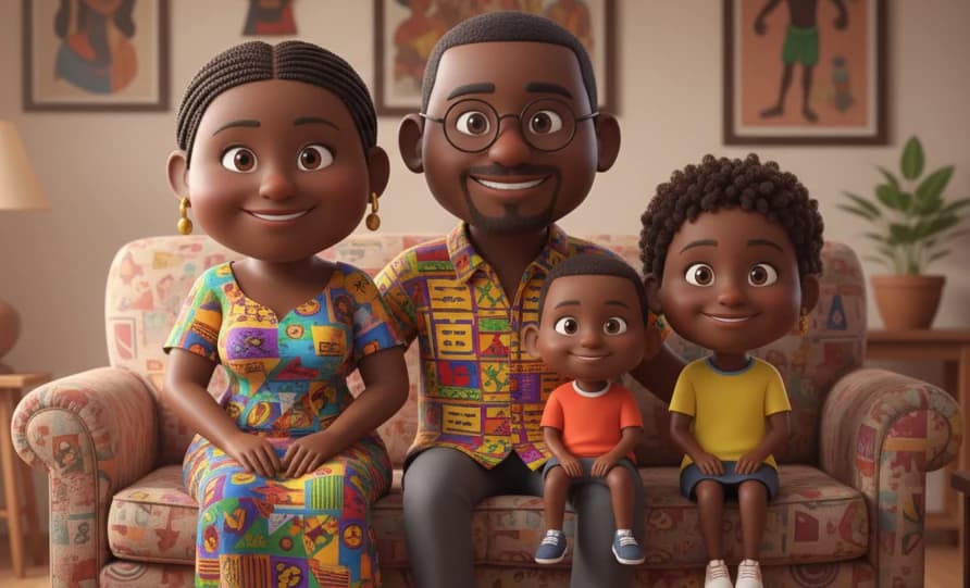 A happy family using a laptop to compare deals online